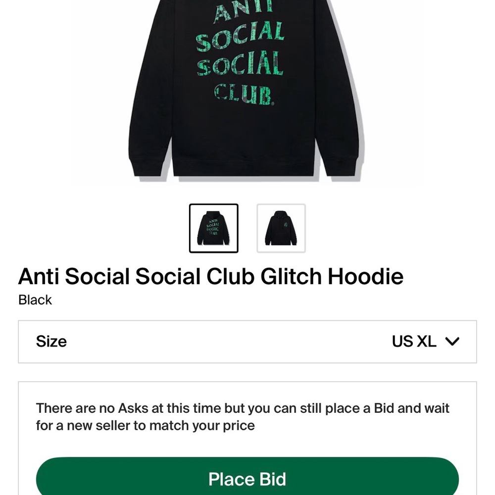 Anti Social Social Club Glitch Hoodie XL